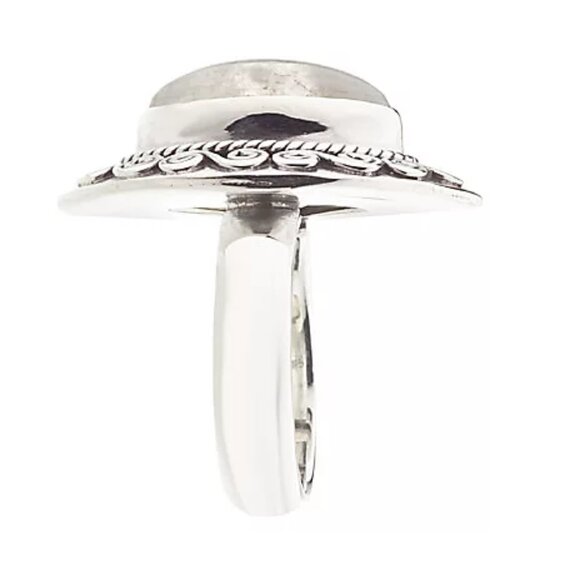 Artisan Crafted Sterling Silver Rainbow Moonstone Swirl Design Ring Size 8 - Picture 5 of 11